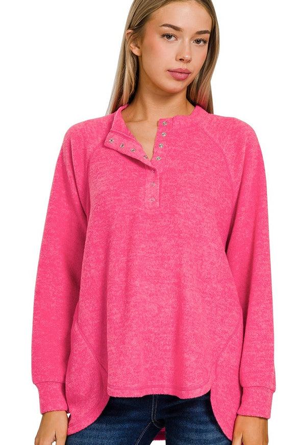 Henley Sweater | Hot Pink