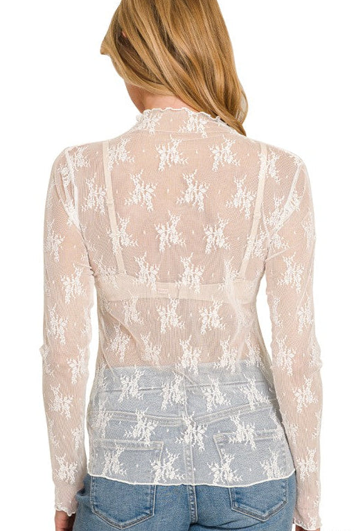 Lace See Through Layering Top | Ivory