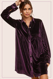 Button Front Velvet Dress | Amethyst