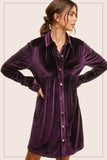 Button Front Velvet Dress | Amethyst