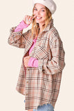 Cozy Flannel Shacket | Tan+Blush