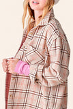 Cozy Flannel Shacket | Tan+Blush