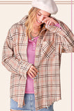 Cozy Flannel Shacket | Tan+Blush