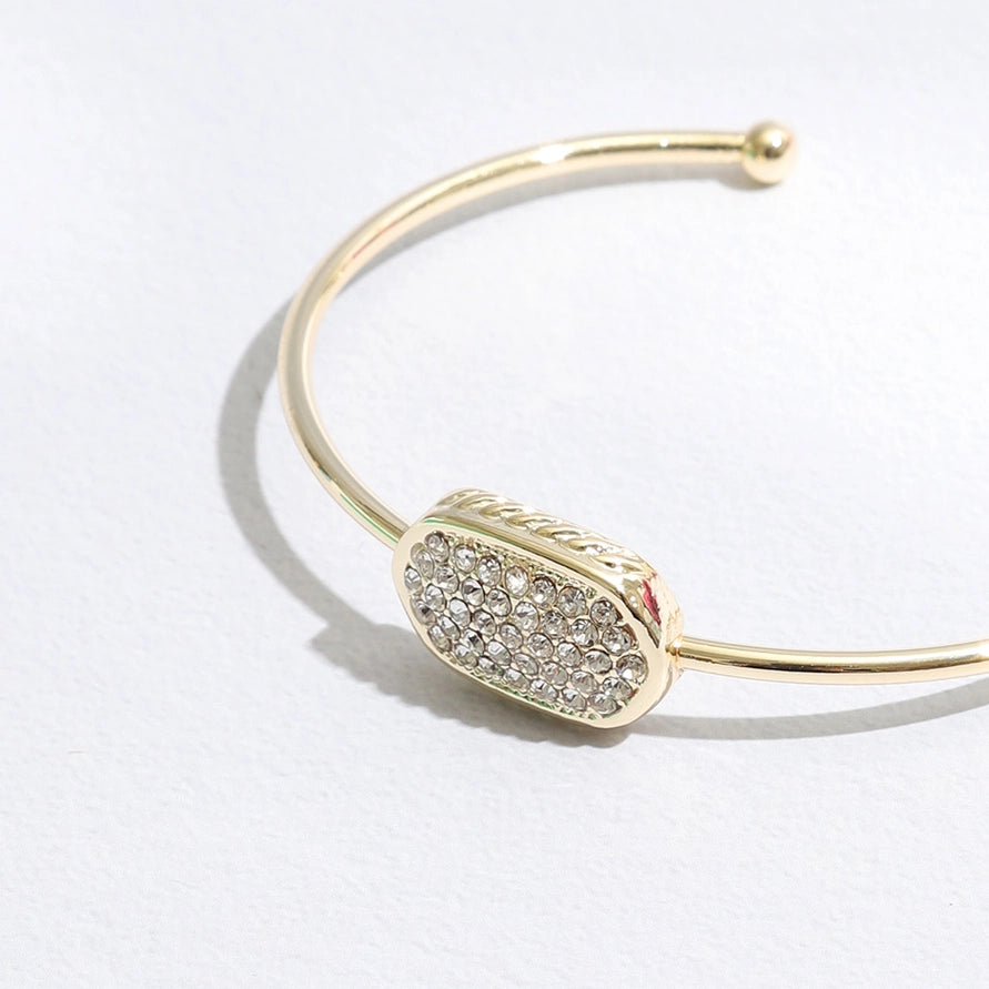 Oval CZ Bangle Bracelet | Gold