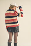 Striped Colorblock Sweater | Navy+Mauve