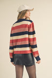 Striped Colorblock Sweater | Navy+Mauve