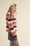 Striped Colorblock Sweater | Navy+Mauve