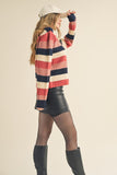 Striped Colorblock Sweater | Navy+Mauve