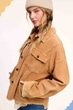 Vintage Washed Corduroy Textured Jacket | Camel