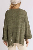 Distressed Slouchy Sweater | Olive