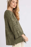 Distressed Slouchy Sweater | Olive