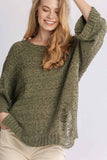 Distressed Slouchy Sweater | Olive