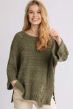 Distressed Slouchy Sweater | Olive