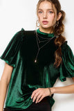 Velvet Puff Sleeve Top | Emerald