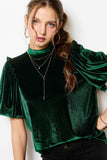 Velvet Puff Sleeve Top | Emerald