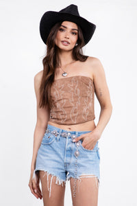 Leather Western Corset Top | Light Brown