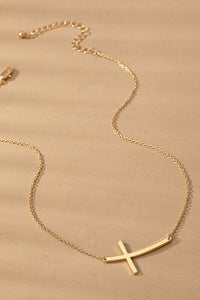 Sideways Cross | Gold Necklace