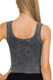 Ribbed Washed Cropped Tank Top | Ash Black