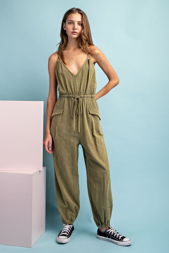 Washed Out Jumpsuit | Olive