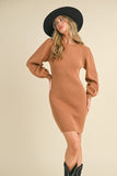 Ribbed Sweater Knit Dress | Camel