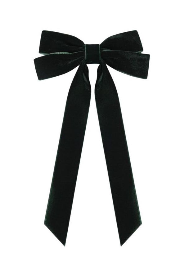 Velvet Hair Bow Clip | Green