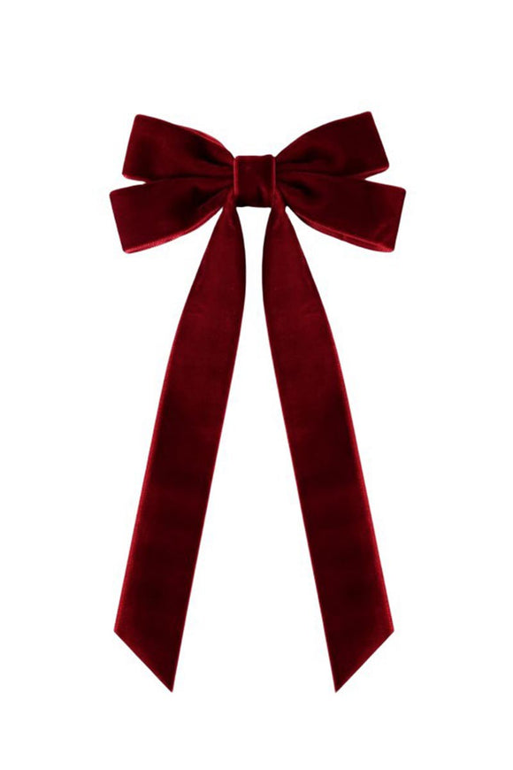 Velvet Hair Bow Clip | Wine