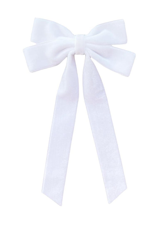 Velvet Hair Bow Clip | White