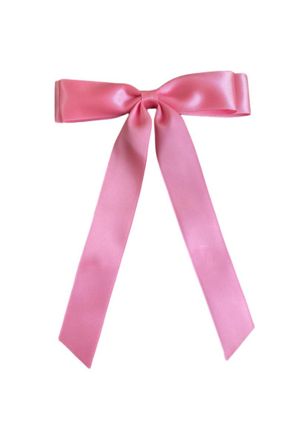 Satin Ribbon Hair Bow Clip | Dark Pink