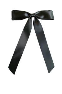 Satin Ribbon Hair Bow Clip | Black