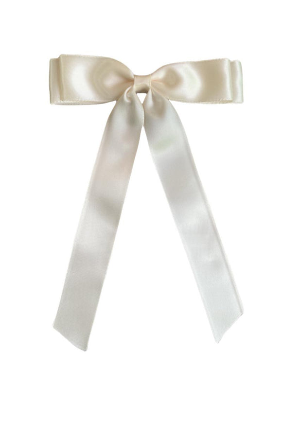 Satin Ribbon Hair Bow Clip | Beige