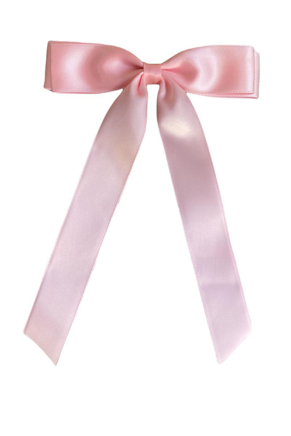 Satin Ribbon Hair Bow Clip | Light Pink