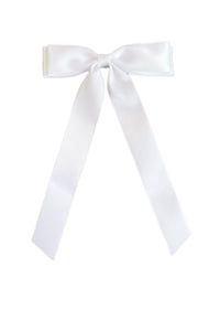 Satin Ribbon Hair Bow Clip | White