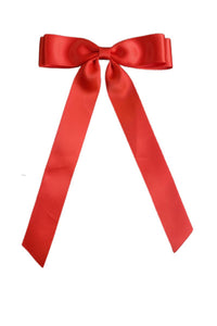 Satin Ribbon Hair Bow Clip | Red