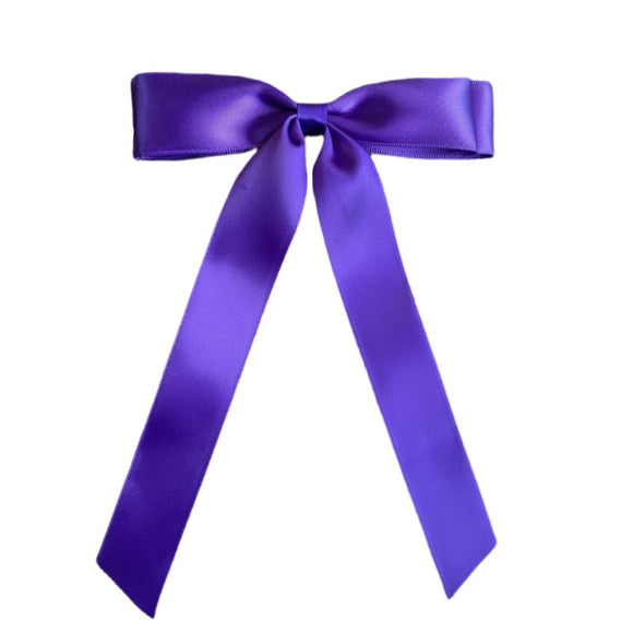 Satin Ribbon Hair Bow Clip | Purple