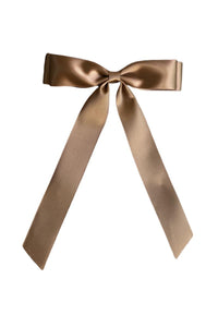 Satin Ribbon Hair Bow Clip | Mocha