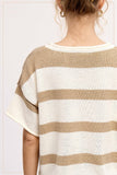 Lightweight Stripe Sweater Top | Taupe