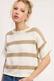 Lightweight Stripe Sweater Top | Taupe