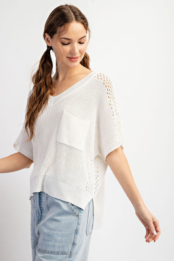 Crochet Sweater Top | Off White