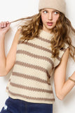 Chunky Stripe Sleeveless Sweater Top | Mocha