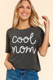 Cool Mom Embroiderer Yarn Top | Charcoal