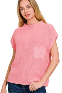 Mock Neck Sweater Top | Pink