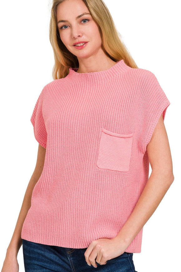 Mock Neck Sweater Top | Pink
