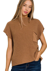 Mock Neck Sweater Top | Deep Camel