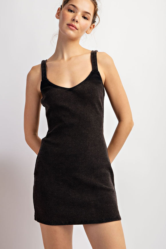 Mineral Wash Bodycon Dress | Ash Black