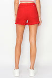 Risen Denim Shorts | Tummy Control Frayed Red