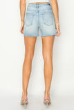 Risen Denim Shorts | High Rise Raw Cut Side Slit
