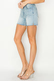 Risen Denim Shorts | High Rise Raw Cut Side Slit
