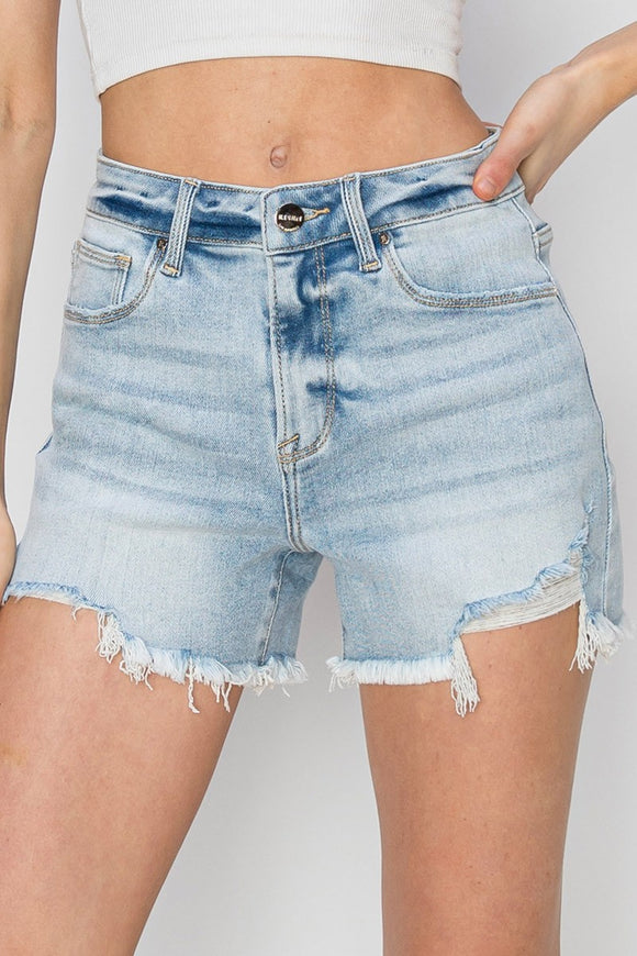 Risen Denim Shorts | High Rise Distressed