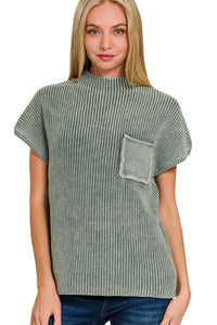 Washed Mock Neck Top | Ash Jade