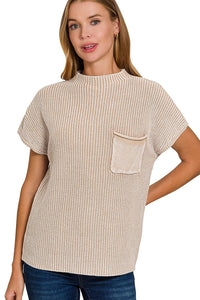 Washed Mock Neck Top | Ash Mocha